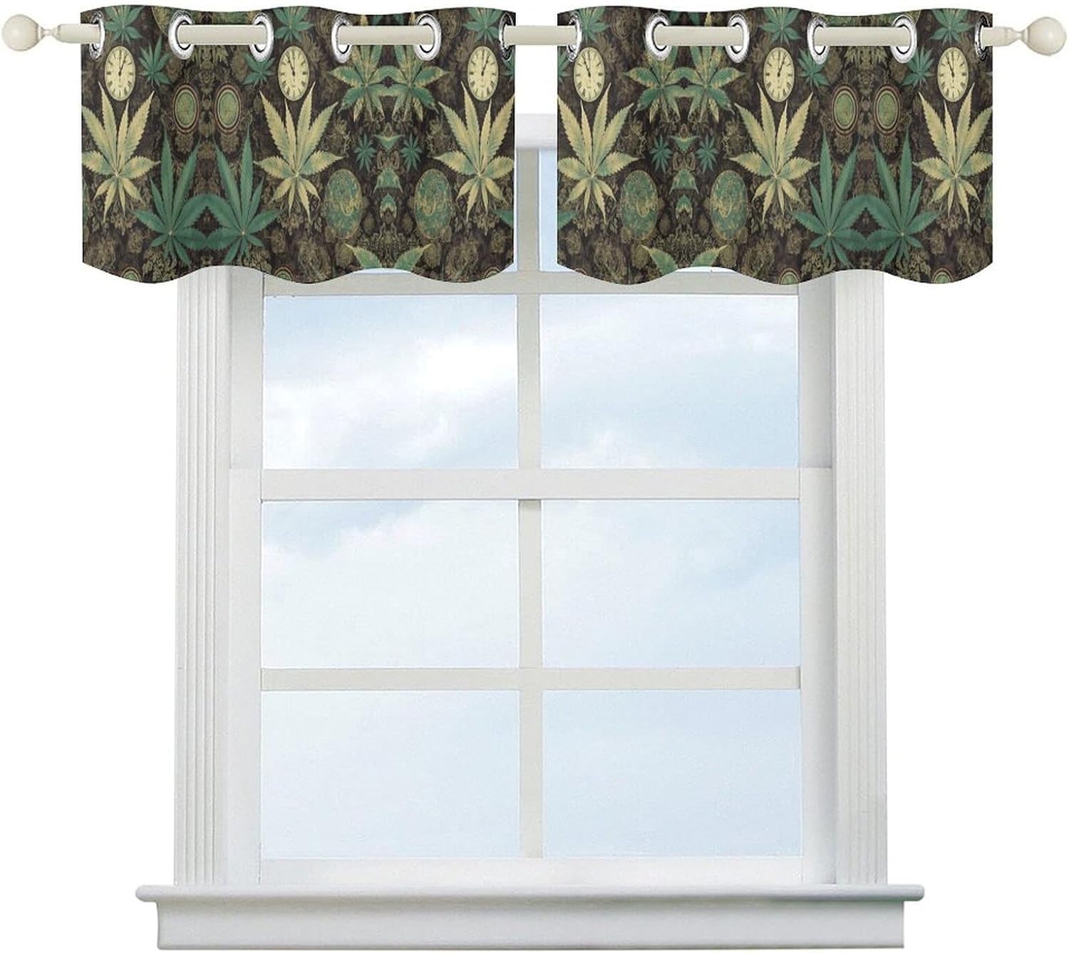 Small Window Curtains, A Puff in Time Weed Marijuana Printed Mini Window Curtains Valance, Pocket Window Curtains are Suitable for Homes, Offices, Farmhouses, and Restaurants