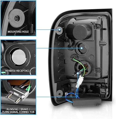 Miniatura 27 de AmeriLite for 2001-2011 Ford Ranger C-Type LED Tube Crystal Chrome Replacement Brake Tail Lights - Passenger and Driver Side