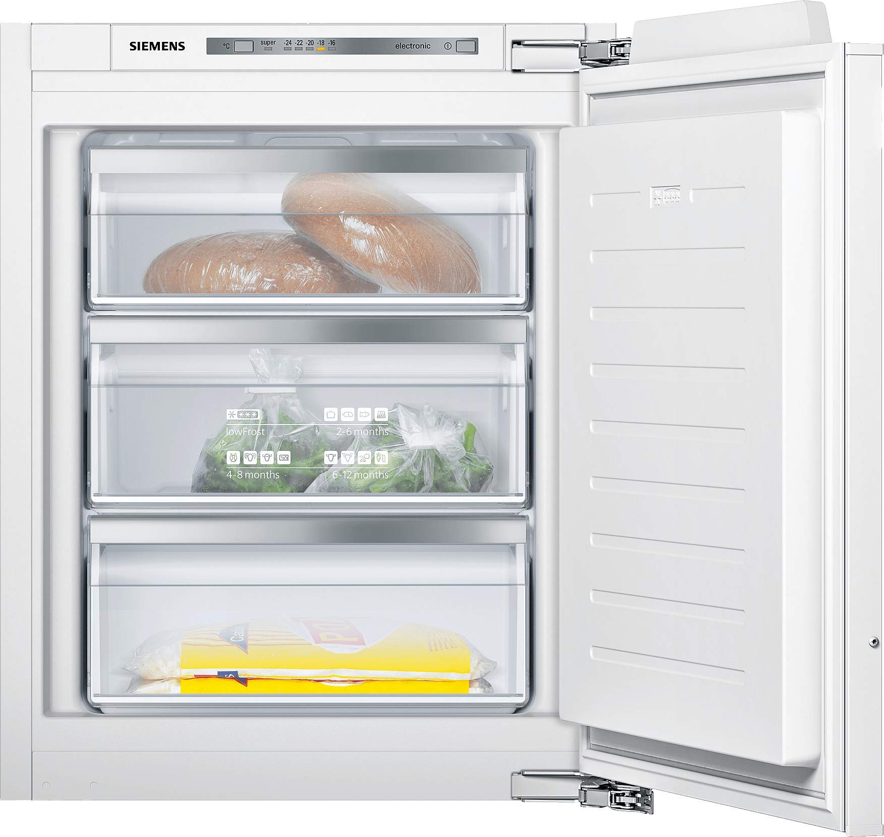 Siemens GI11VADC0 iQ500 - Congelador empotrado (105 kWh al año, 70 L, lowFrost, FreshSense SoftClosing Puerta, Bisagra Plana)