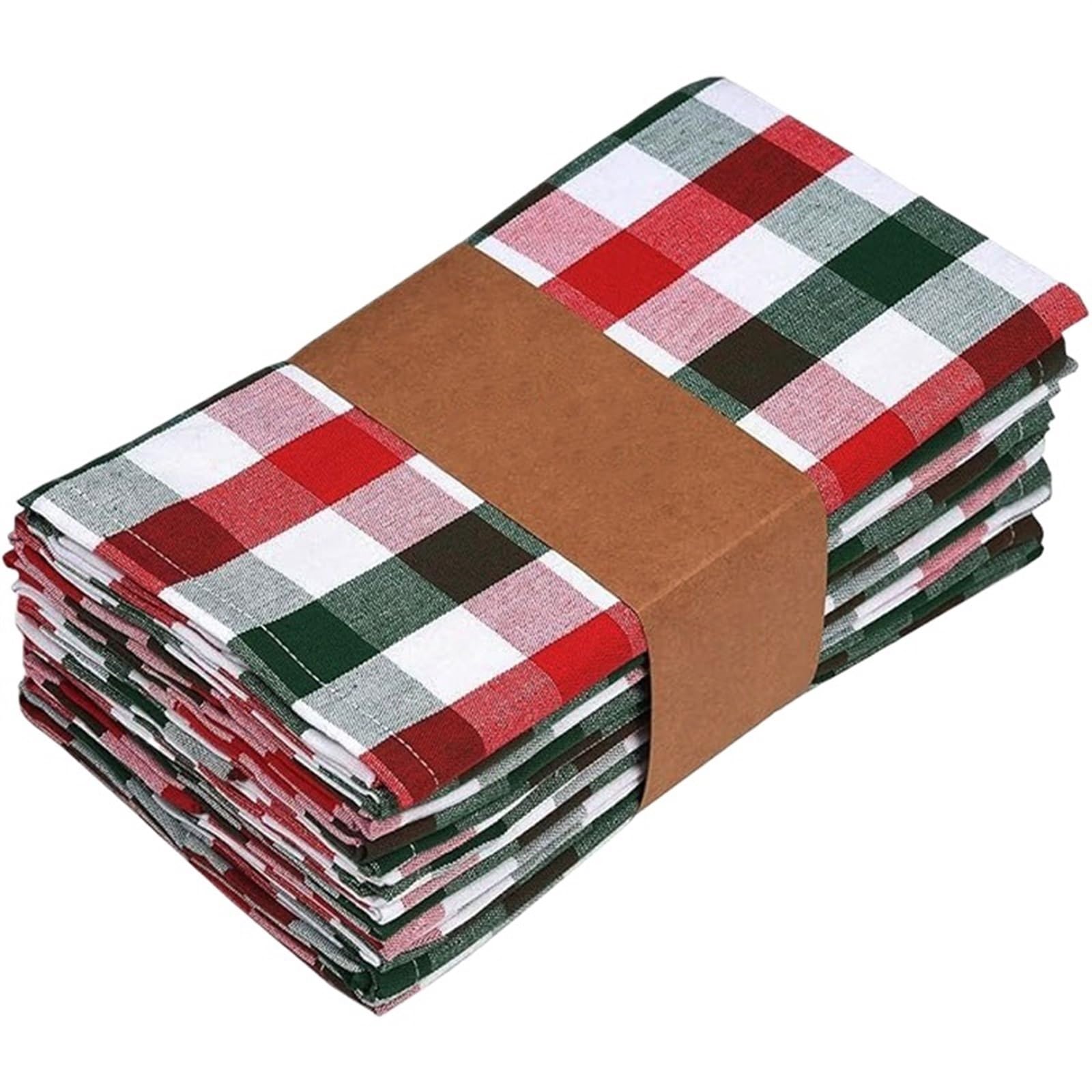 serviettes napkins Set Of 6/12/24 40x40cm Tablecloth Napkins, Polyester Thickened Pads, Reusable Kitchen, Dining, Holiday Decorations for dining wedding party everyday home(Red green 6pcs)