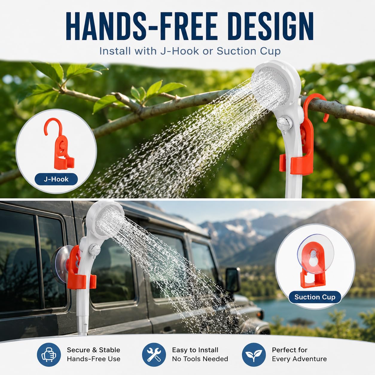 B013 Bomba de ducha portátil para camping, 7800 mAh, ducha de larga duración y silenciosa para exteriores con pantalla LED, IPX8 impermeable para baño de mascotas, lavado de autos y RV | IPX8 impermeable, baño para mascotas y lavado de coche, compatible c