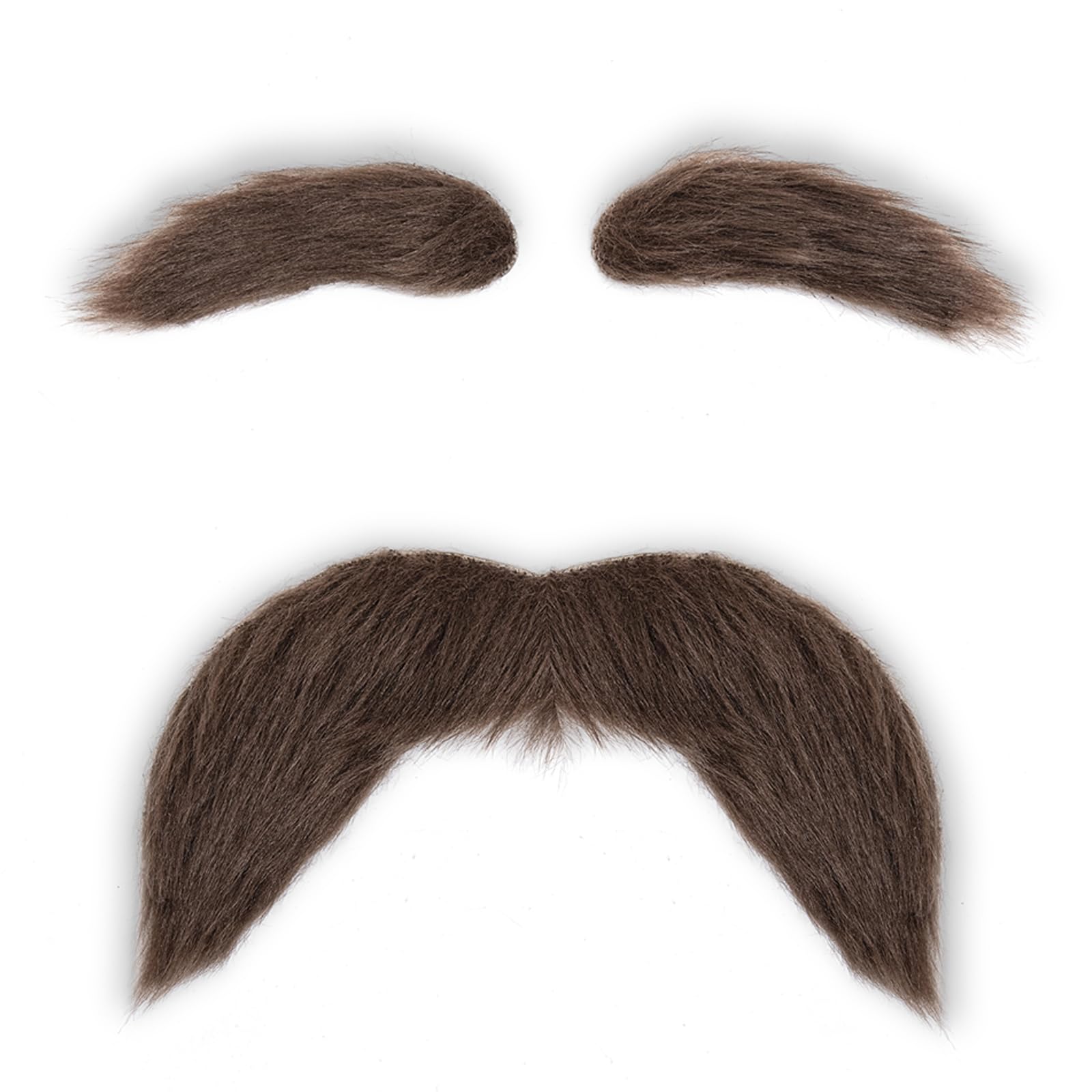 FVCENT Brown Fake Mustache and Eyebrows Set for Men Self Adhesive Novelty Facial Hair Cosplay Halloween Party Costume Accessories (Brown Set)