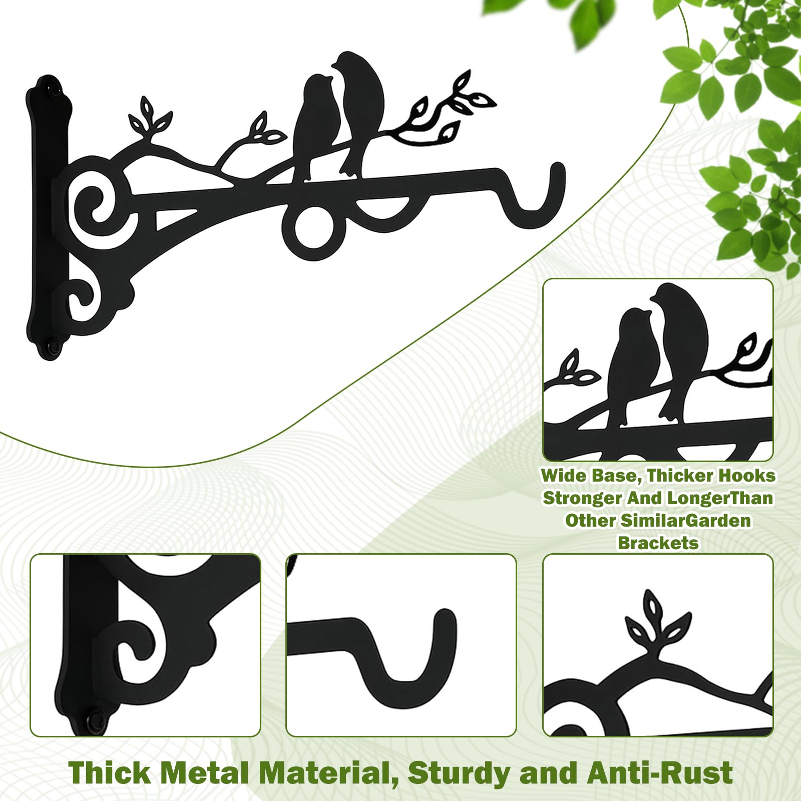 2 Piezas Soporte Plantas Colgantes Gancho Plantas Pared Colgador Plantas Pared Ldeal Para Colgar Cestas Para Pájaros Casitas Decoraciones de Jardín y Más Añadiendo un Toque Natural y Artístico