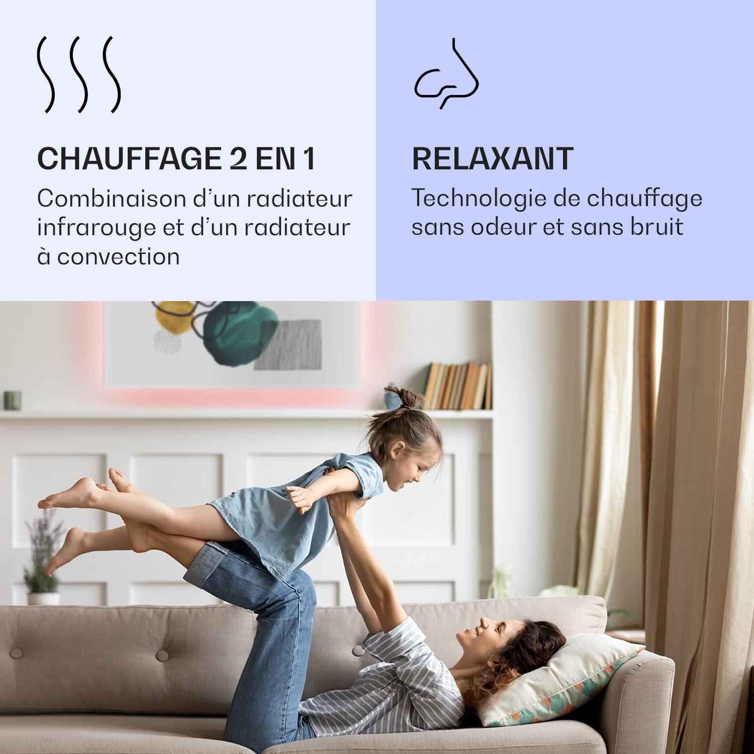 Klarstein Radiateurs Chauffage Radiant Electrique IP44, Chauffage salle de bain infrarouge Intelligent WiFi et App, Radiateur Electrique Mural 1000W, Heater avec Détection Fenêtre Ouverte, Thermostat