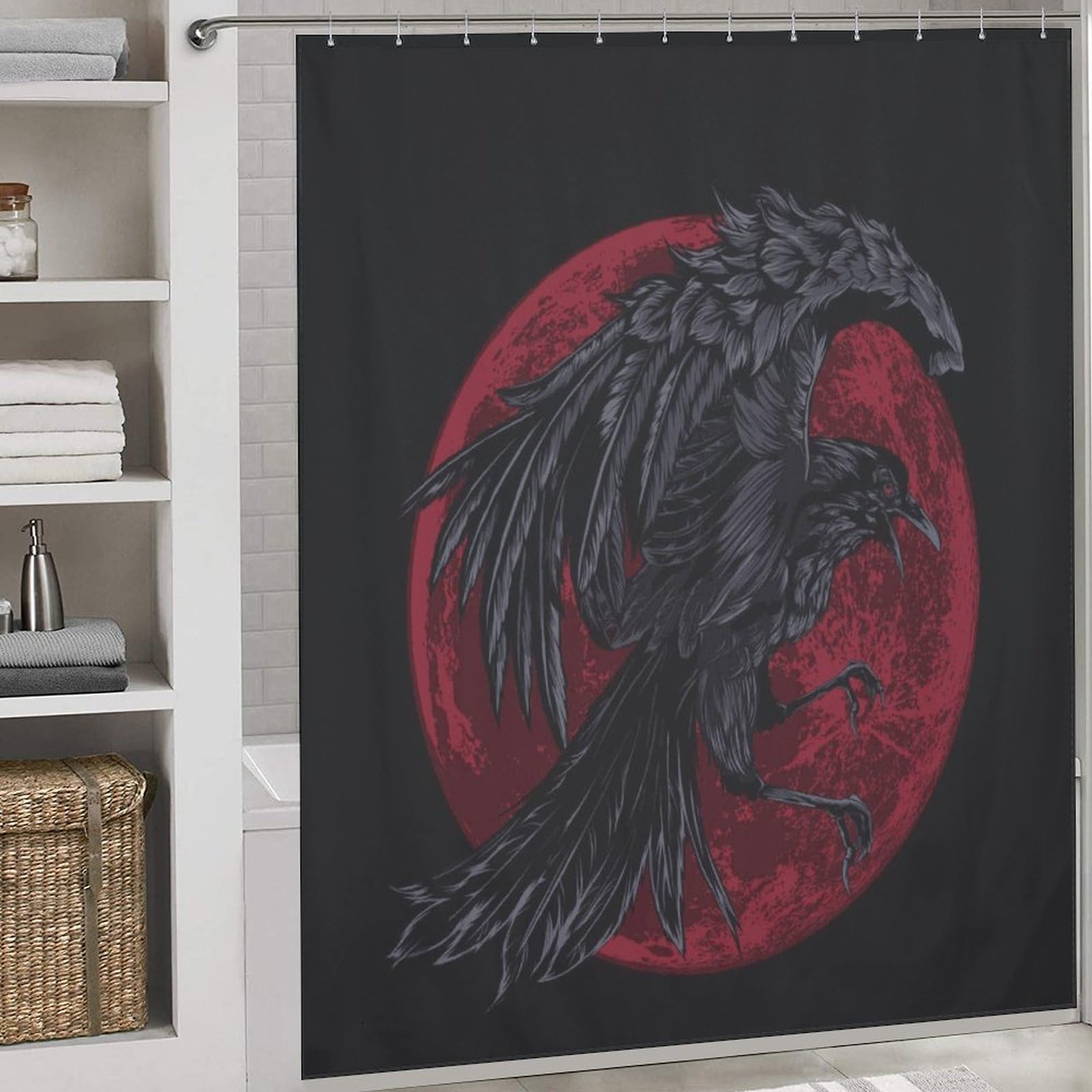 Viking Myth Shower Curtain Print Waterproof Bathing Curtain Durable Polyester Bathroom Decoration Accessories Comes with 12pcs Shower Curtain Rings 72x72Inch (183x183cm)