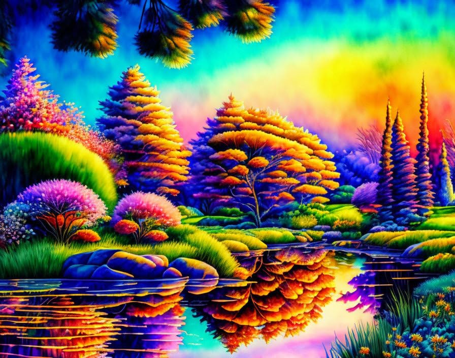 Tableau sur toile pour illuminer un mur sombre paysage jardin au coucher du soleil 58x90