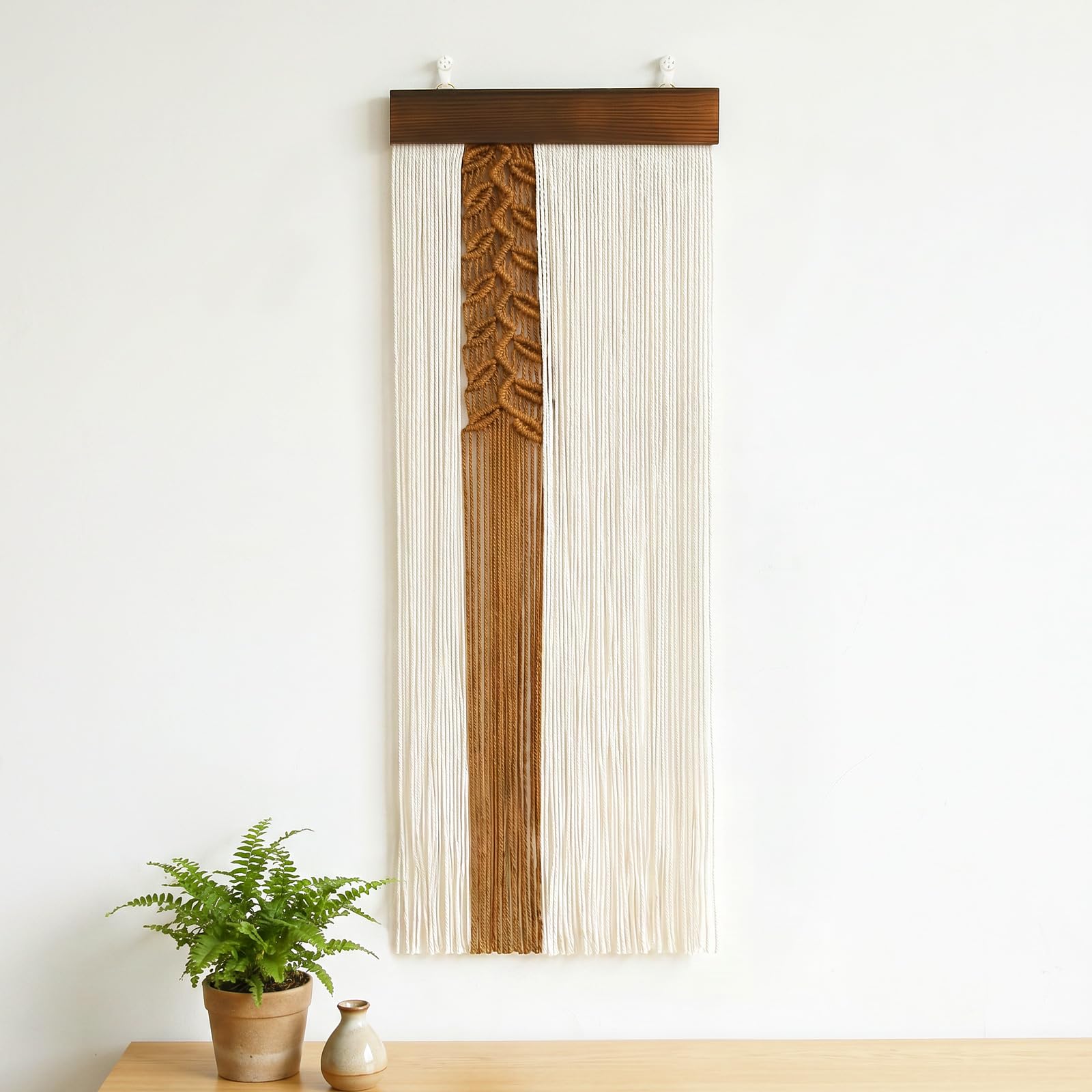 NZWBSHSSP Boho Macrame Wall Hanging - 40" x 15.75" Handmade Woven Tapestry Wall Art, Long Chic Bohemian Decor for Living Room, Bedroom, Nursery & Home Office Apartment(Brown)