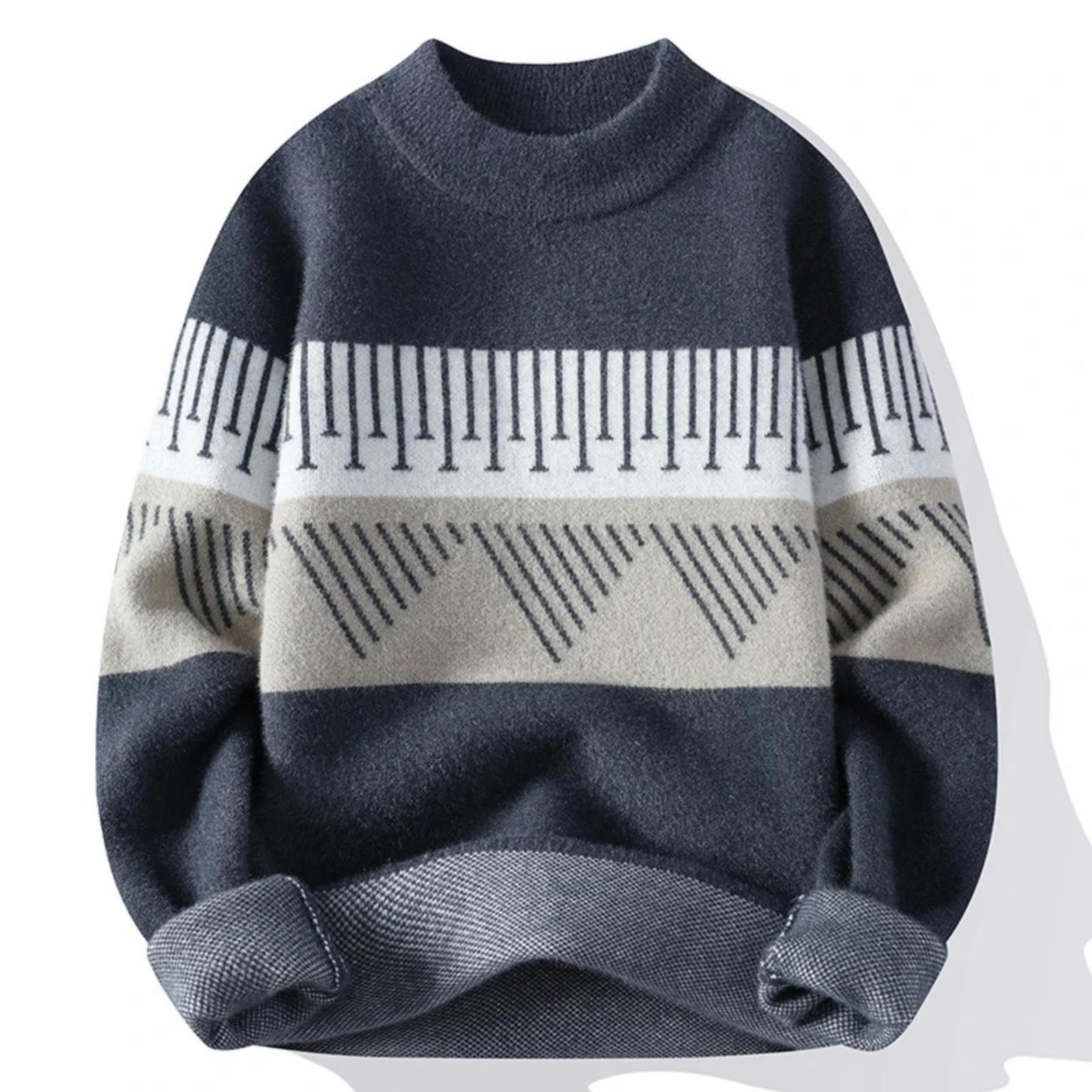 MdybF Męski sweter jesienny męski sweter z okrągłym dekoltem męskie topy męski sweter gruby ciepły męski