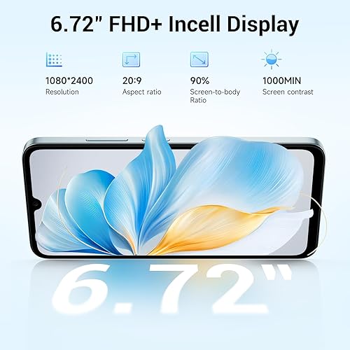 Miniatura 6 de FOSSIBOT Teléfono celular S2 desbloqueado, pantalla FHD+ de 6.72 pulgadas, 20 (8+12 GB)+256 GB 1 TB TF, batería de 5000 mAh, cámara de 50 MP+16 MP,