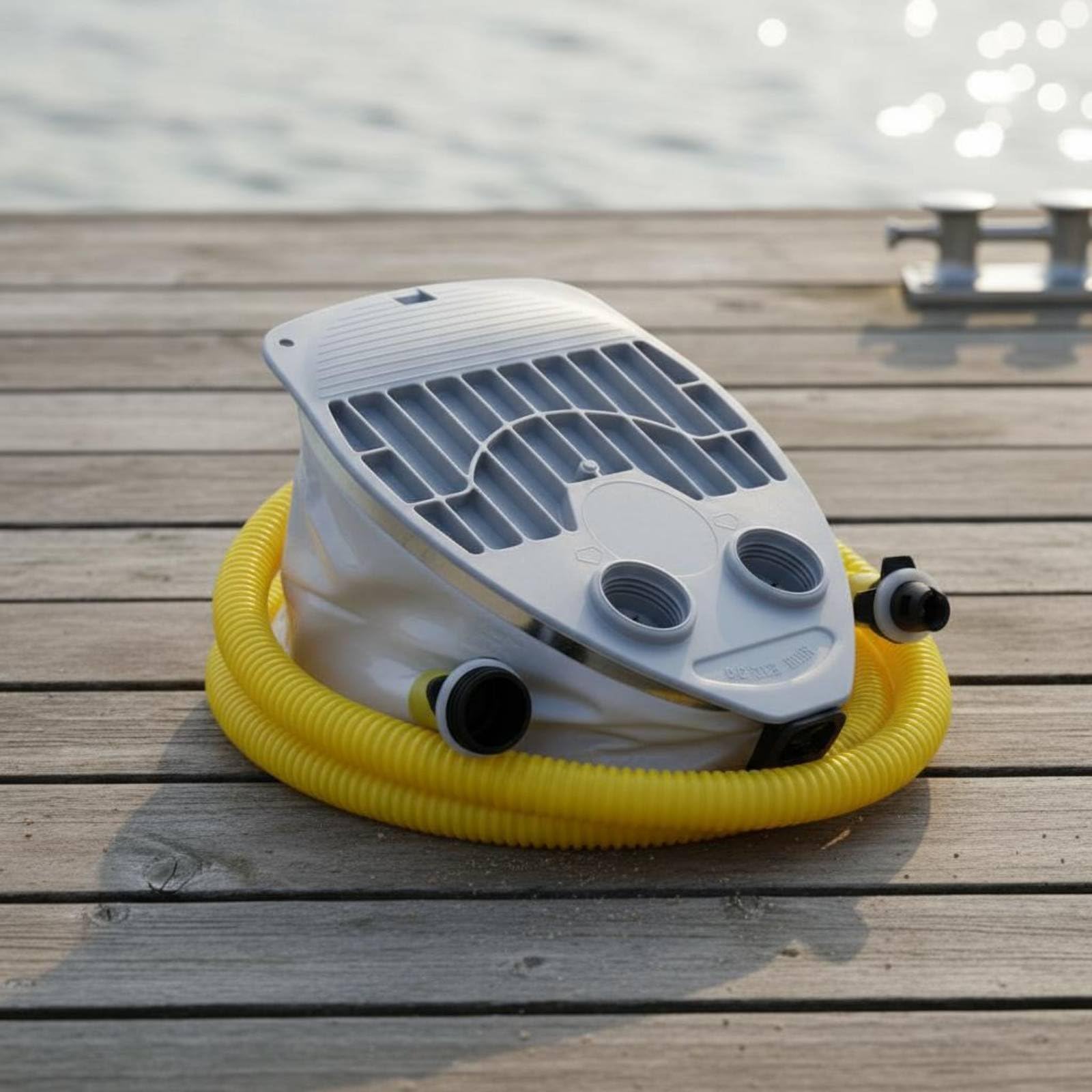 TISHITA Fußluftpumpe Luftpumpe Pedalpumpe Blasebalg mit Kompaktem Aufbau Und Robustem Schlauch Ca. 140 cm Leicht zu, Q9 Fußluftpumpe, Grau Mit Gelbem Schlauch, 9 Liter Volumen, Schlauchlänge 140 cm