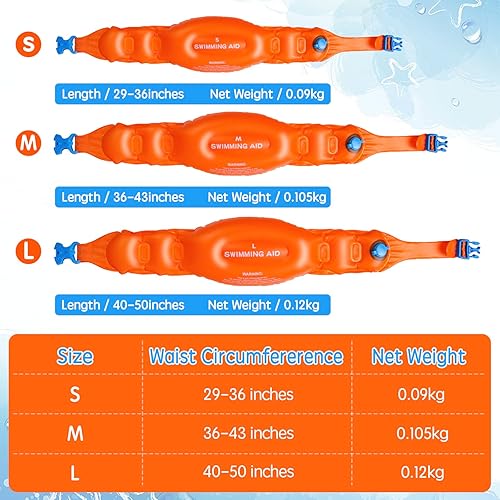 Miniatura 6 de Cinturón de natación para niños y adultos, juego de 3 cinturones de cintura de flotabilidad para hacer que nades más fácil y fácil, cinturones de