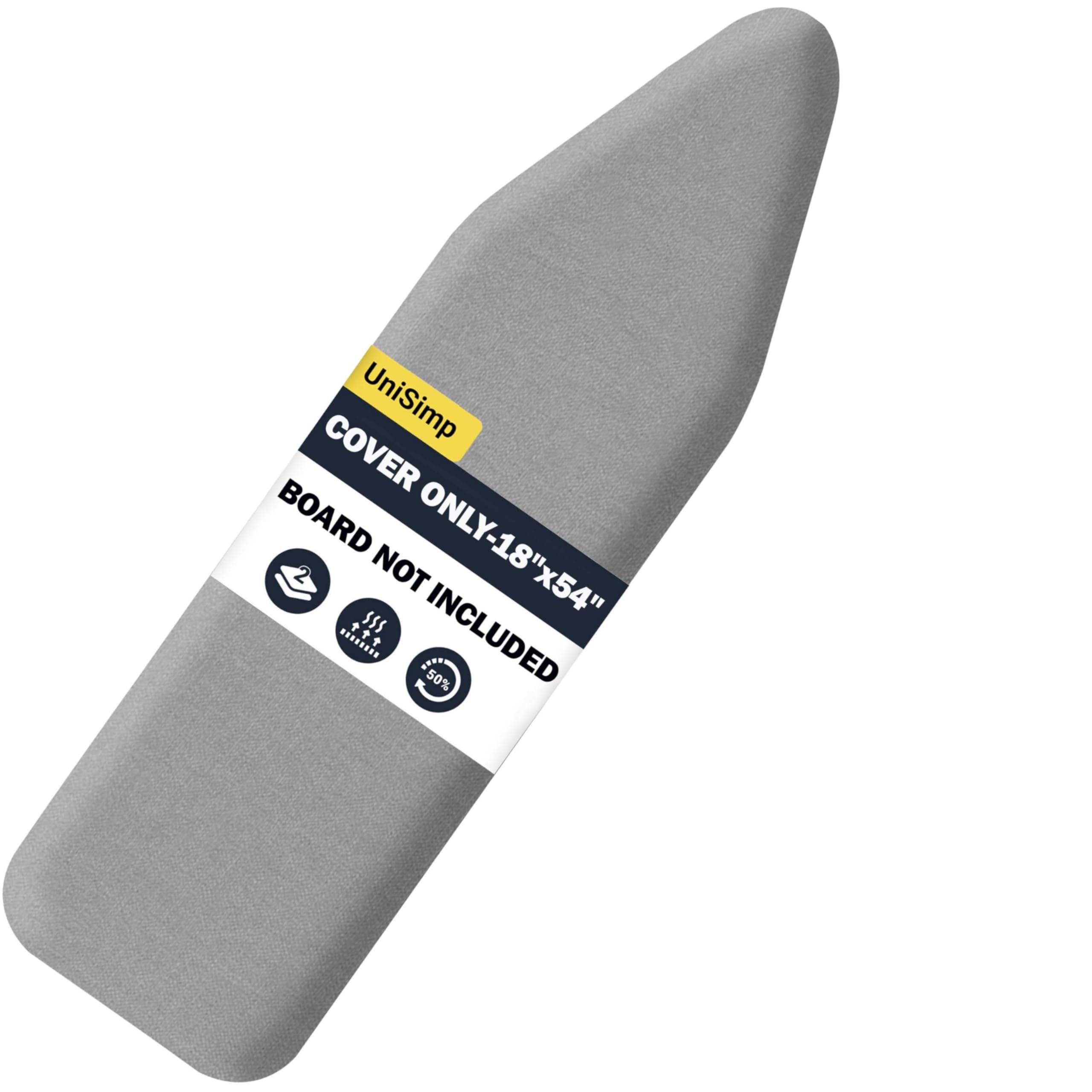 UniSimp Ironing Board Cover and Pad 18"x54" Extra Thick Natural Cotton, Scorch and Stain Resistant Iron Board Cover, Extra Large Iron Board Cover with Fasteners Heavy Duty Heatproof Elastic Edge Gray โ image 1
