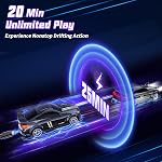 Mini RC Drift Car 1:64 Scale, Remote Control Car with LED Lights & 2-Speed Modes, 2.4GHz Stunt Drifting RC Toys with 4 Obstacles & Track Mat, Hobby Gift for Kids & Adults, Black