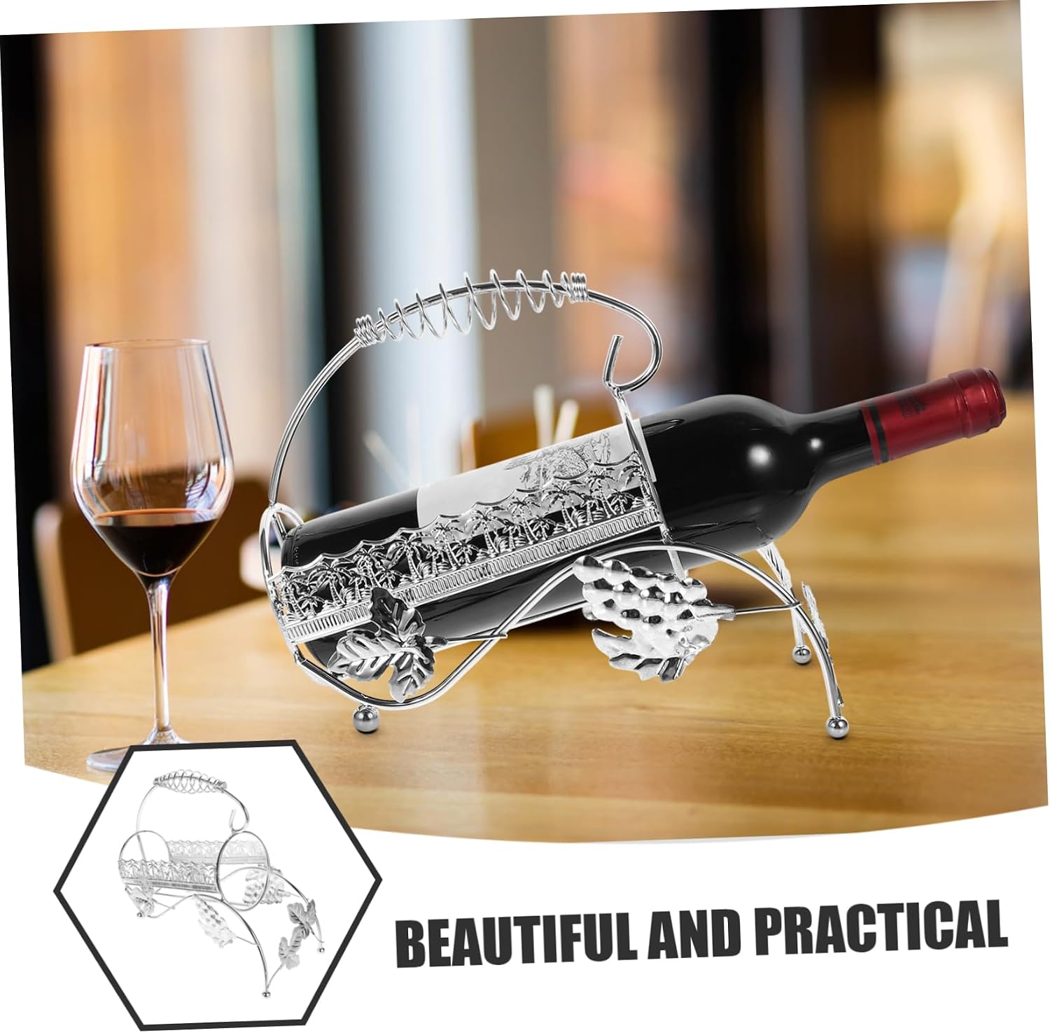 CHILDWEET Metal Wine Rack Desktop Bottle Holder for Wine Lovers