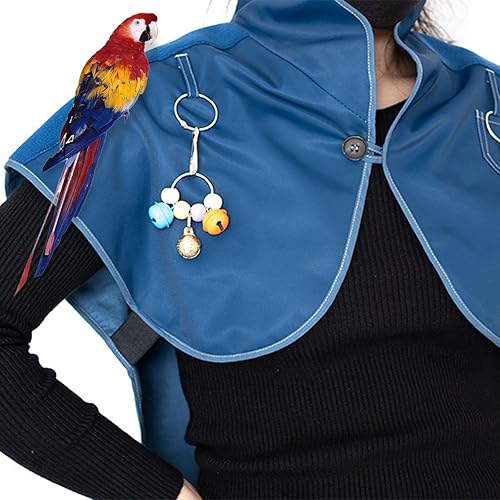 Miniatura 7 de Chal antiarañazos, protector de hombro antiarañazos, para excrementos de pájaros, chal con juguete de campana pequeña, para pájaros pequeños,