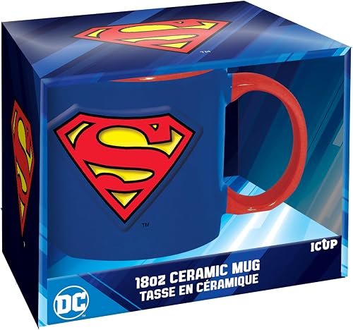 ICUP DC Comics Superman-Logo, geprägte Keramiktasse, 530 ml, offizielles Lizenzp