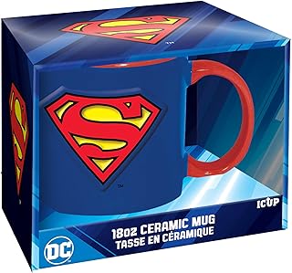 ICUP DC Comics Superman Logo 18oz Embossed Ceramic Mug - Officially Licensed Superman Merchandise & Collectibles