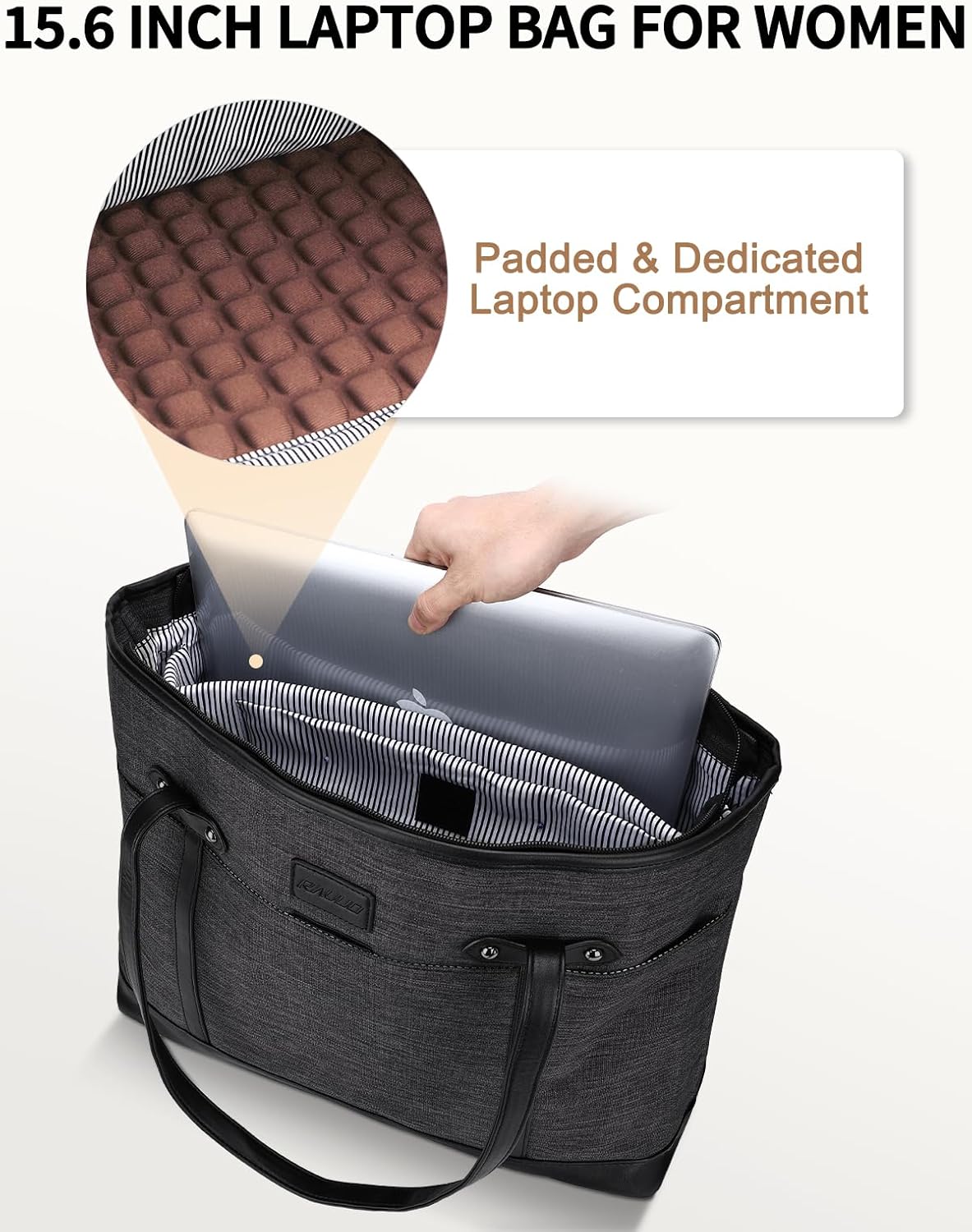 RAVUO Laptop Tote Bag for Women, Water Resistant 15.6 Inch Computer Handbag Purse Teacher Bag With Portable Small Pouch - Image 5