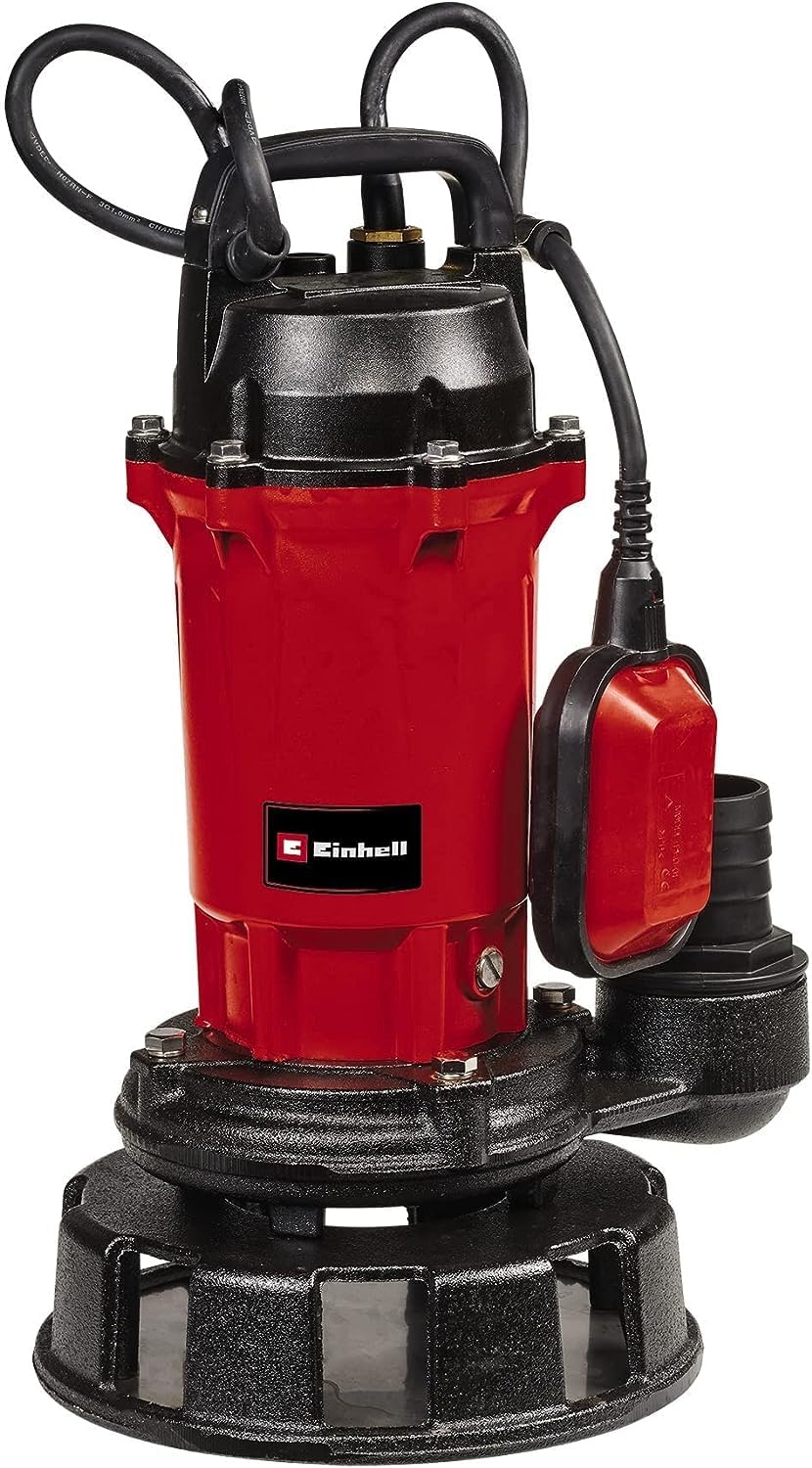 Einhell Pompe d’évacuation pour eaux chargées GE-DP 900 Cut (900 W, Débit Max 16 000 L/h, hauteur refoulement max. 11,5 m, immersion max. 7 m)