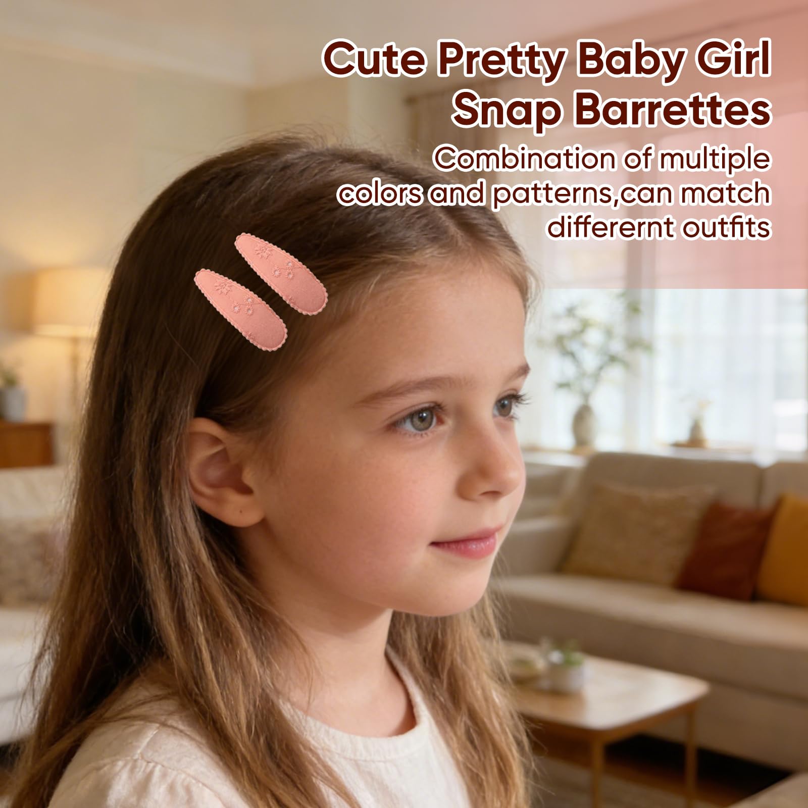 Baby Hair Clips for Girls, 18 PCS Toddler Hair Clips with Floral Fabric Wrap, Snap Hair Clips in 9 Bright Colors - Image 4