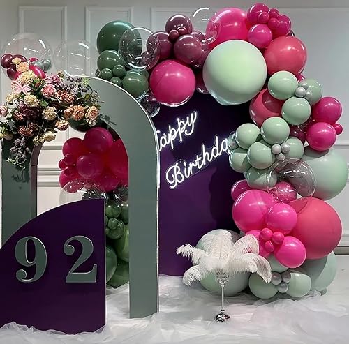 Miniatura 3 de KALOR Globos de color rosa intenso de 18 pulgadas, 10 globos de látex mate de color rosa intenso, globos redondos grandes para bodas, baby shower,