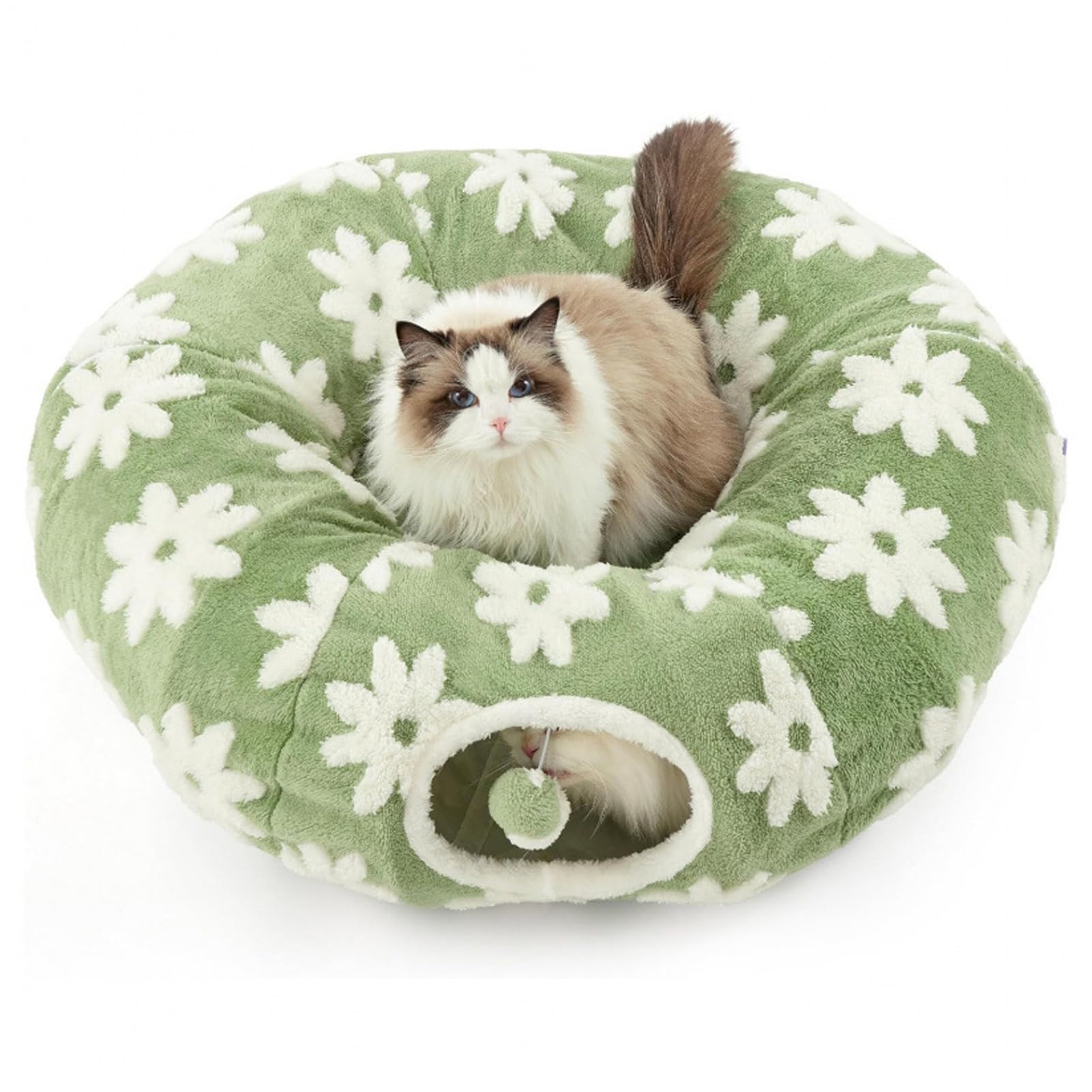 Tunnel De pour Chat Caverne en Peluche Douce Lavable avec Balle | Jouet Tunnel Pour Chat Interactif Avec Design Pour Ramper Divertissement Mastication Intérieur Extérieur Lapin
