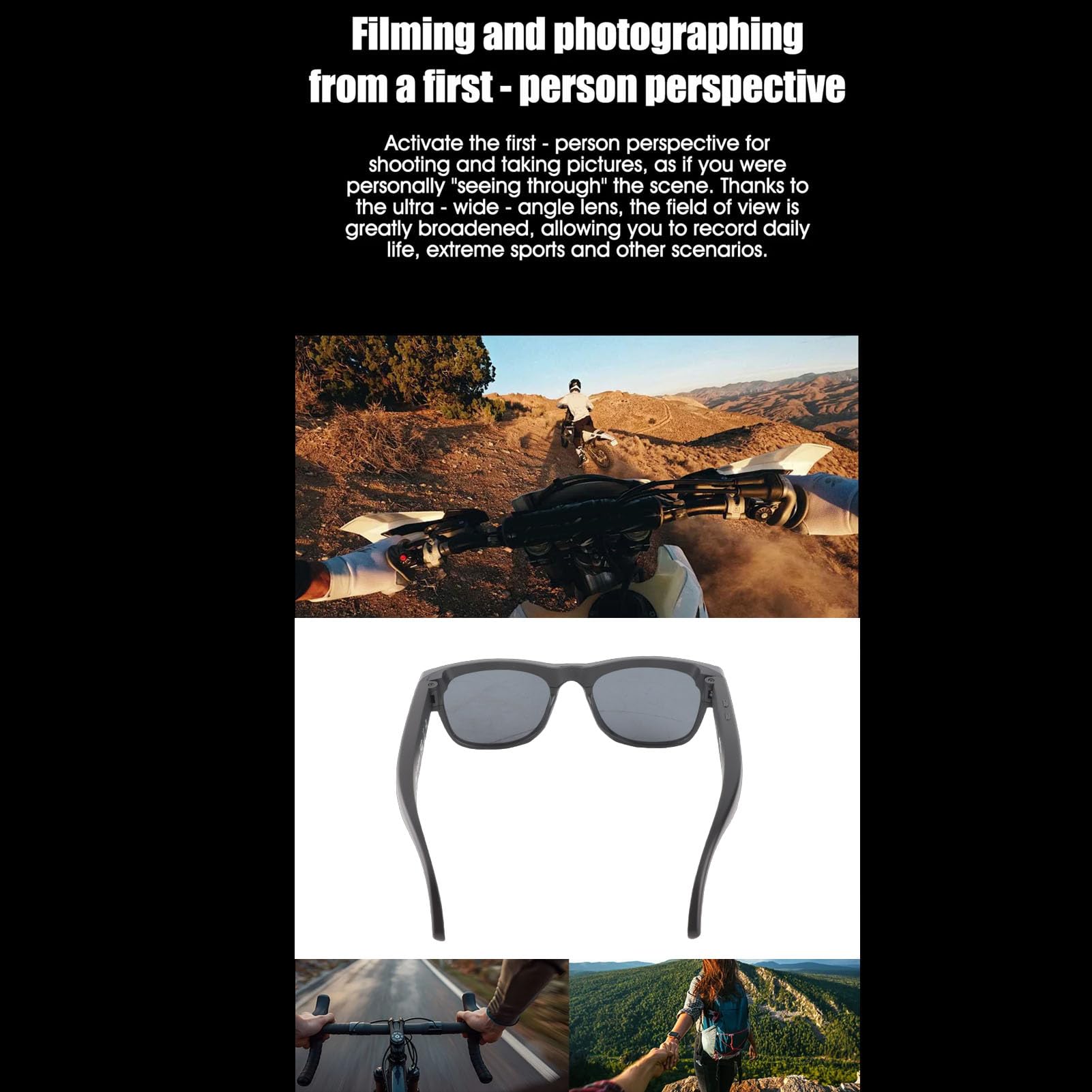 XUMIUZIY Gafas AI para Hombres y Mujeres, Gafas Inteligentes AI Cámara 4K 1080P con Flash, Traducción en Tiempo Real, Altavoces Duales, Asistente de Sonido, Reproducción de Música, para (Black)