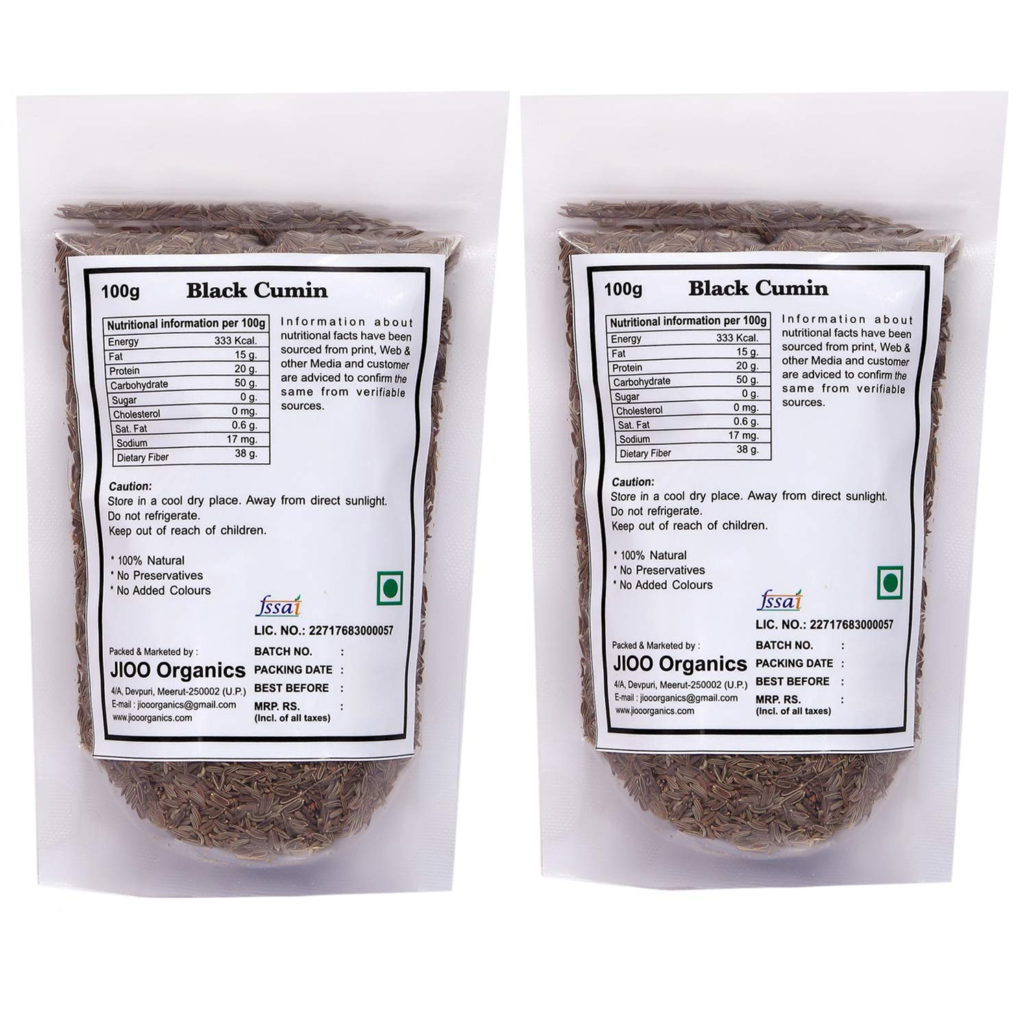 Jioo Organics Premium Pack of 2 Black Cumin Shahi Jeera Kala Jeera - Exquisite Blend, Perfect for Culinary Delights! (100g Each) - Image 2 thumbnail