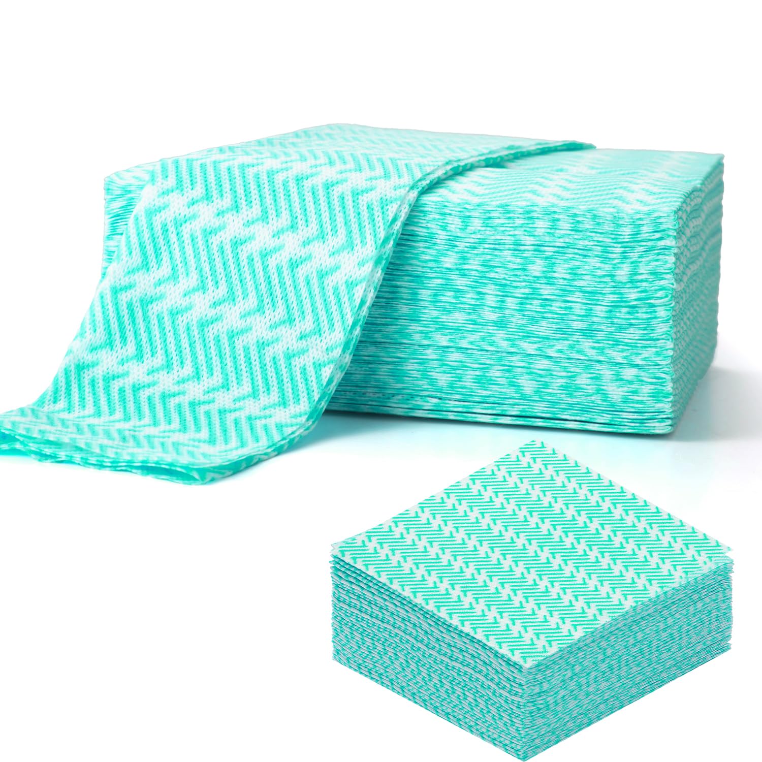 UKEENOR Disposable Dish Cloths,Multi use Reusable Cleaning Cloth,Machine Washable J Cloth,Heavy Duty Handy Cleaning Wipes 11.8" X 19.6" (Green 150 Count)