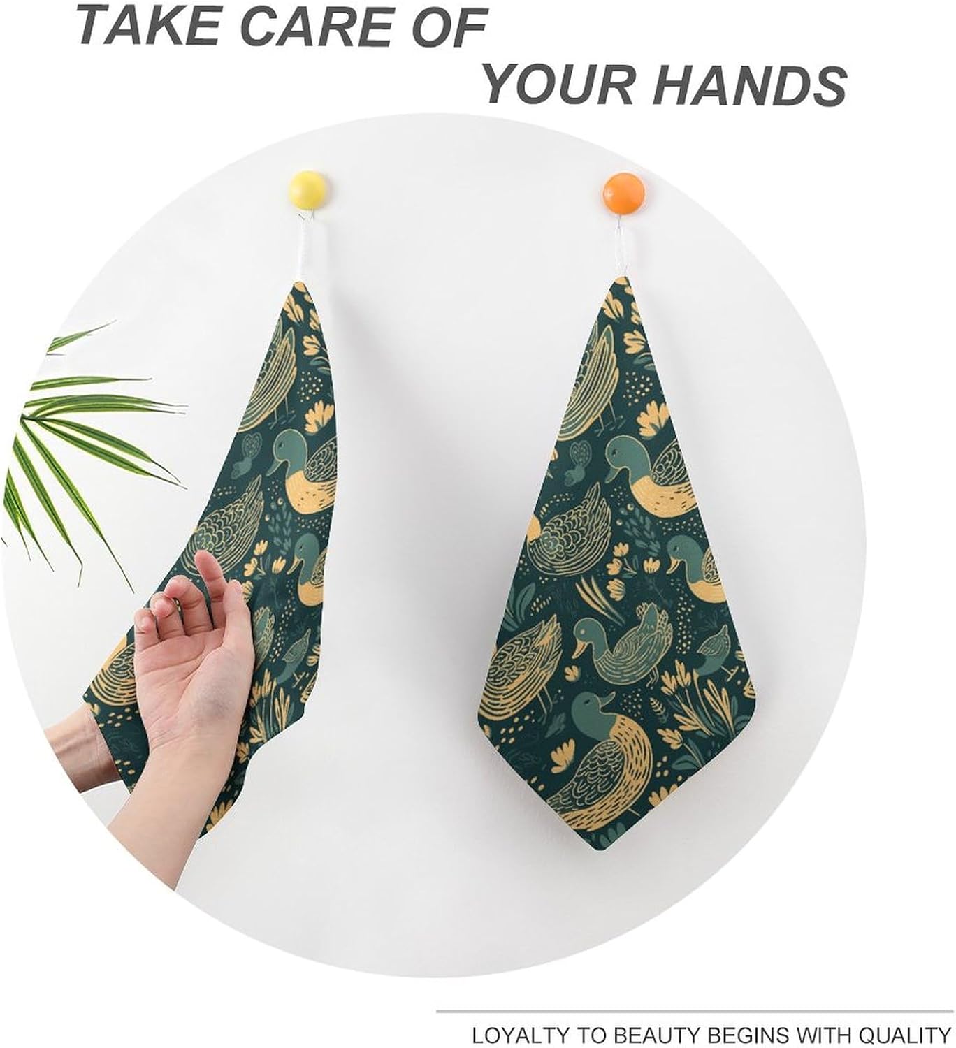 1PCS Kitchen Towels Set Super Absorbent Dish Towels 12 X 12 Inches Multipurpose Dishcloth Duck Pattern Green Hand Towel Microfiber Cleaning Cloth for Cooktop Dishes Sinks Dishcloths image 4
