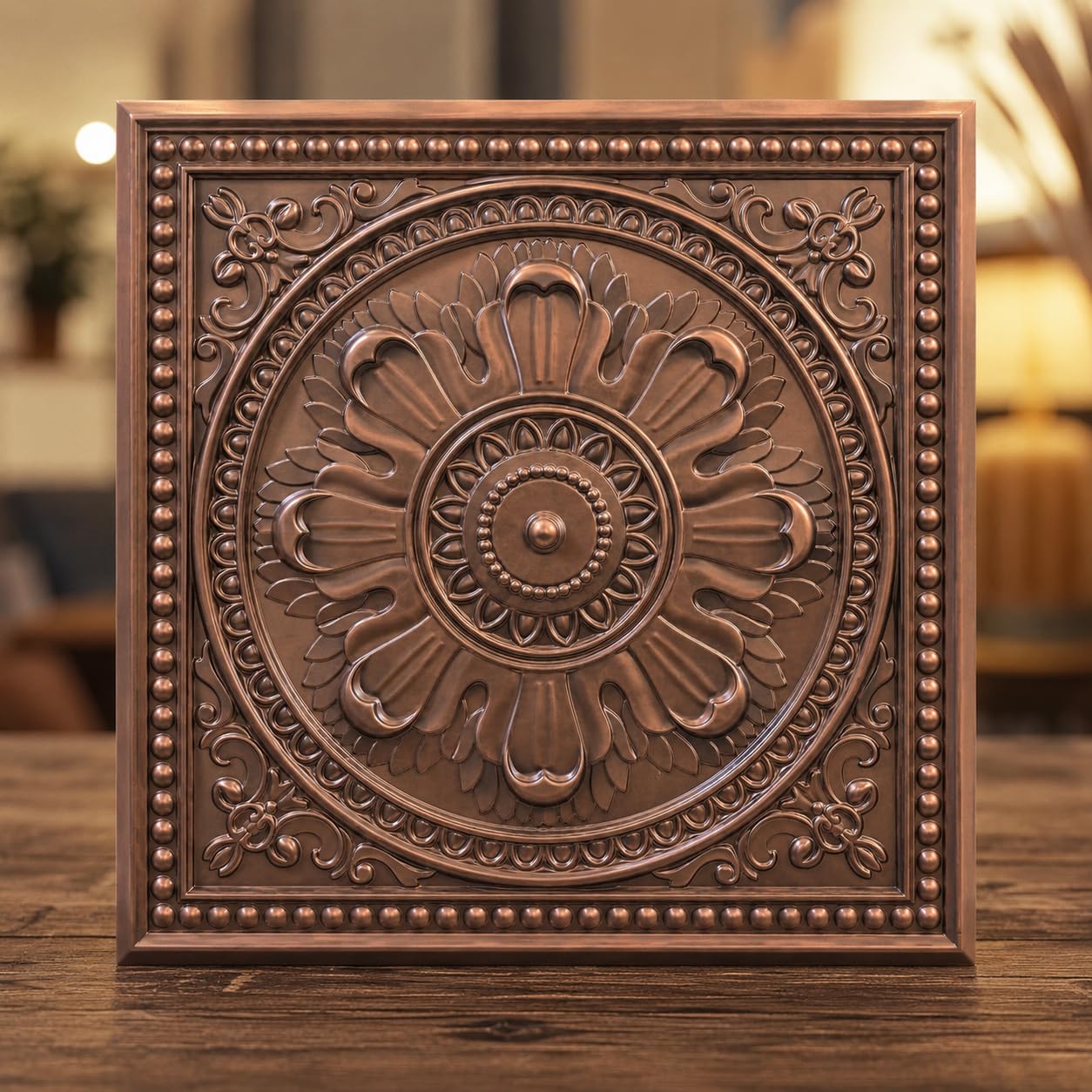 Avikalp PVC Ceiling Panel - High Quality - 60x60 cm - Regal Ornate Design - Red Copper - Pack of 12 Pcs-image-47