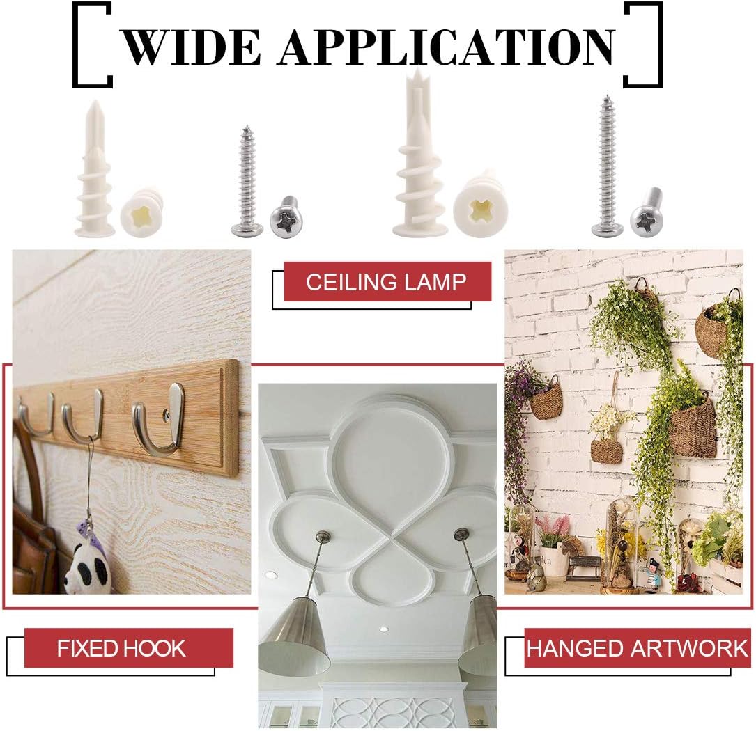 Exсluѕіvе Sресіаl Hilitchi 112 Pieces Large and Small Plastic Self-Drilling Drywall and Hollow-Wall Anchor with Screws Kit