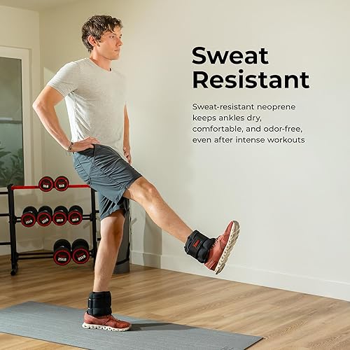 Miniatura 4 de Sunny Health & Fitness Pesas de tobillo (par) 1,2,3,4,5 libras, opciones ajustables, resistentes al sudor, correa segura para fitness, caminar,