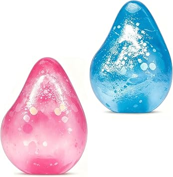 2PCS Raindrop Stress Balls,Glitter Raindrop Gumdrop Squeeze Balls Adults Stress Relief Water Drop Slow Rebound Sensory Balls Stress Toys for Kids Age 3+ Squishy Fidget Toys