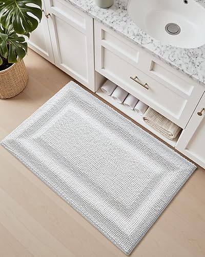Miniatura 8 de DEXI Tapetes de baño para baño, 24 x 36 pulgadas, antideslizante y lavable, tapete de baño absorbente de felpilla suave y gruesa para suelo de
