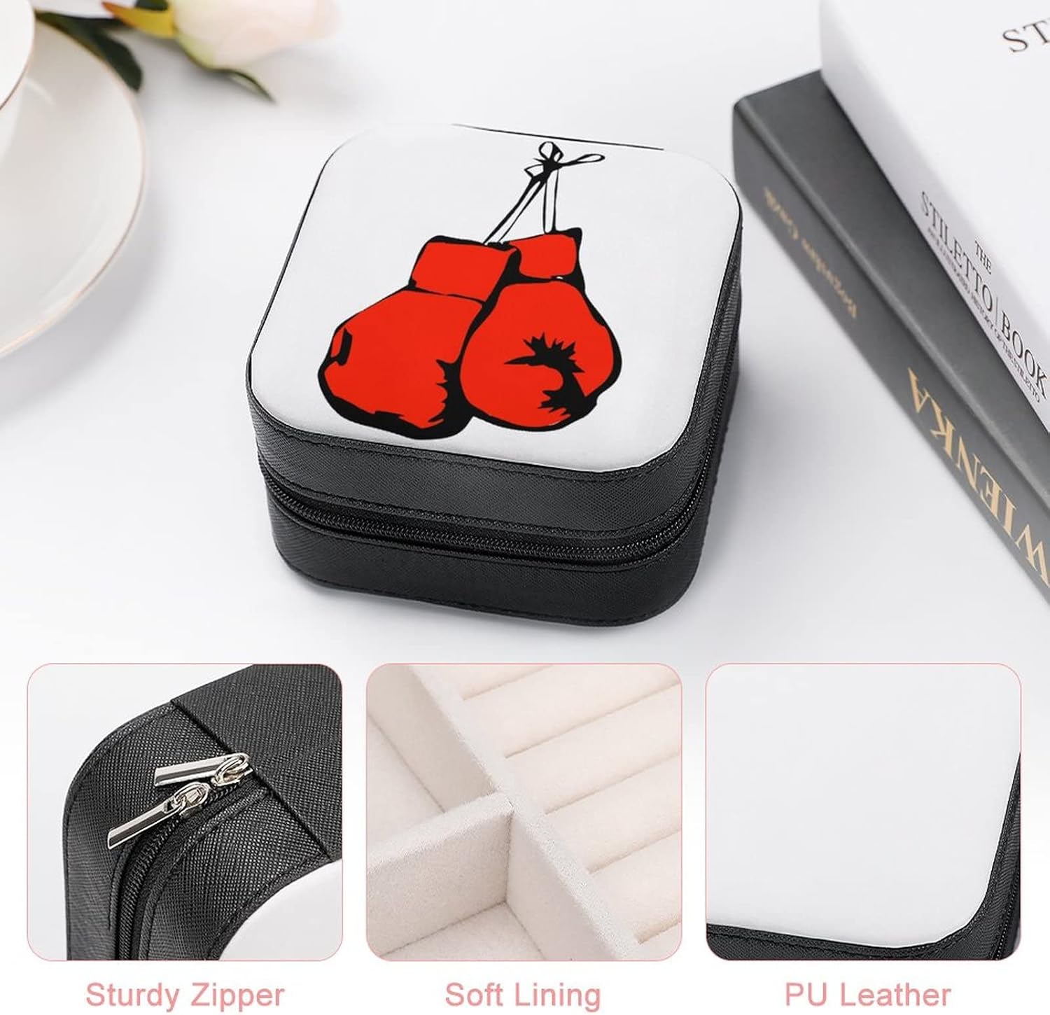 Red Boxing Gloves Jewelry Box Storage Case For Rings Earrings Necklaces Display Organizer Funny