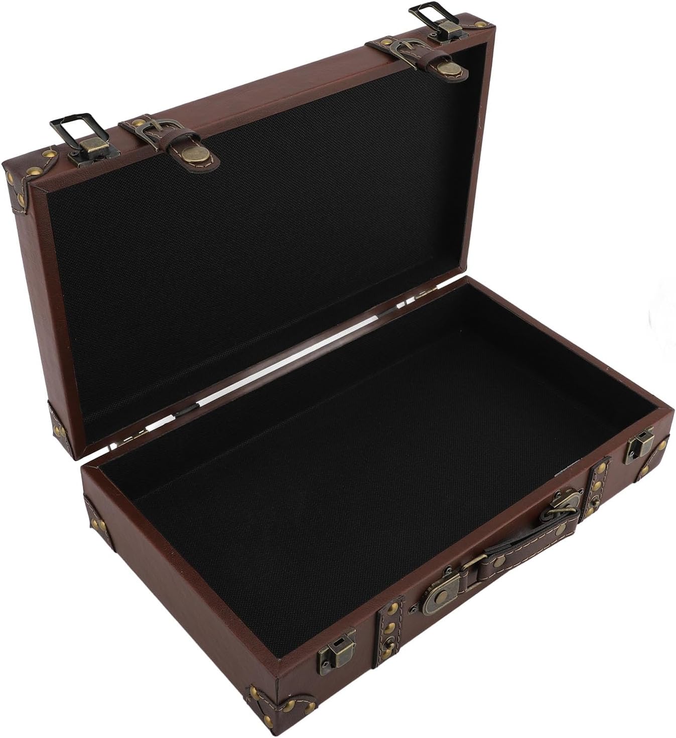 Asixxsix Vintage Leather Storage Trunk, Themed Party Wooden Decorative Storage Trunk Secure Storage Versatile Home Decor Decorative Antique Suitcase Boxes for Home and Table Dcor