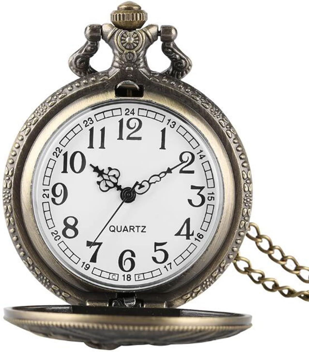 Reloj de Bolsillo de Cuarzo con diseño de Cazador Retro Steampunk, Collar con Colgante de Bronce