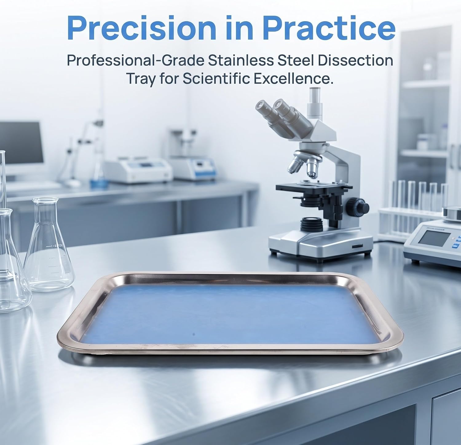 Toddmomy Dissection Pan with Wax - 12x8 Inch Stainless Steel Dissection Tray - Reusable Experiment Dish for Lab Biology Science Students Junior Senior