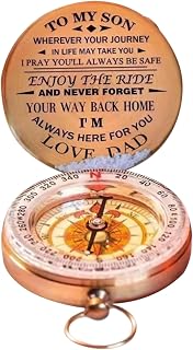Enjoy The Ride Compass for Son from Dad Vintage Outdoor Adventure Ride Navigation Compass Personalised Antique Compass Gift for Son Birthday Graduation Dad to Son..