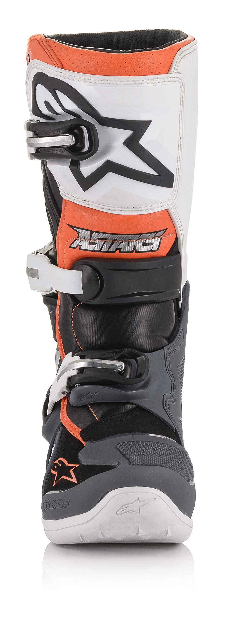 Alpinestars boys Blk/Gry/Wht/Fluo Tech 7S Boots Blk Gry Wht Fluo Org Sz 02, Multi, 2 Big Kid US