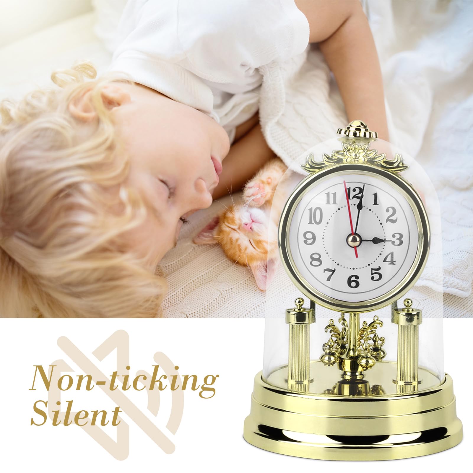 Wakects Orologio da Parete Stile Europeo Retrò, Decorazione per Soggiorno Camera da Letto Ufficio, 11 x 17 cm, Oro