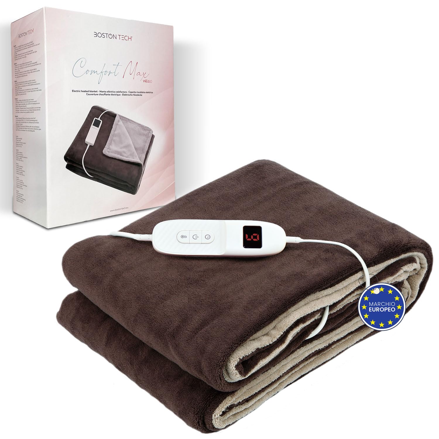 Coperta Termica Doppia Comfortmax | 180 x 130 cm + 9 + Controllo digitale removibile | Riscaldamento rapido + Spegnimento automatico + Protezione contro il surriscaldamento | Lavabile in lavatrice