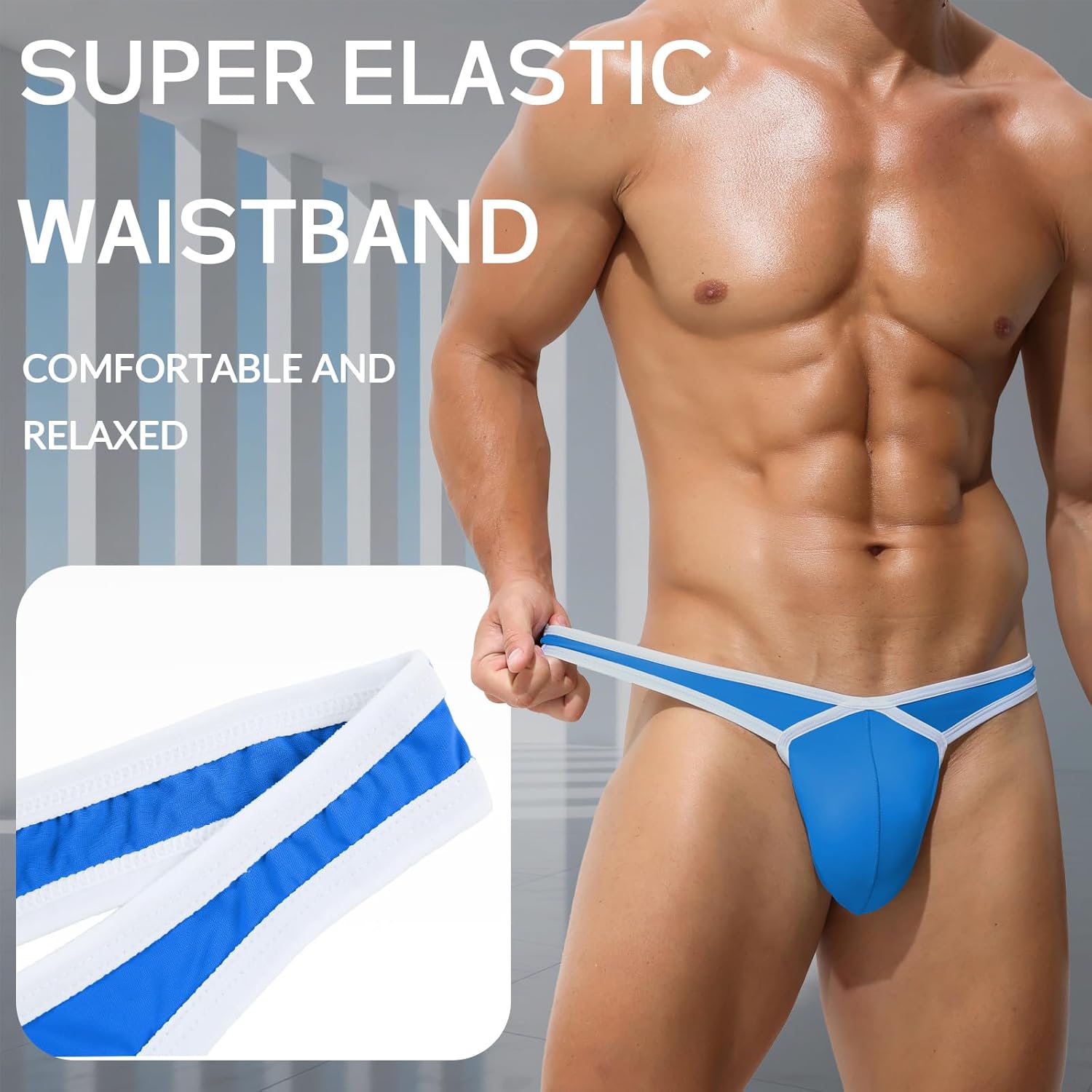 KAREN SPACE Mens Pouch Thong Sexy And Fashion Underwear, Ice Silk T-Back Thongs Athletic Supporter - Image 3