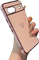Vista 25 de ZTOFERA Funda diseñada para Google Pixel 7a, bonito diseño de corazones de amor con borde chapado y protección de lente de cámara, para Google Pixel