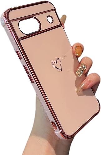 Vista 25 de ZTOFERA Funda diseñada para Samsung Galaxy A13 5G/Galaxy A04S, bonito borde chapado con patrón de corazones de amor con protección para lente