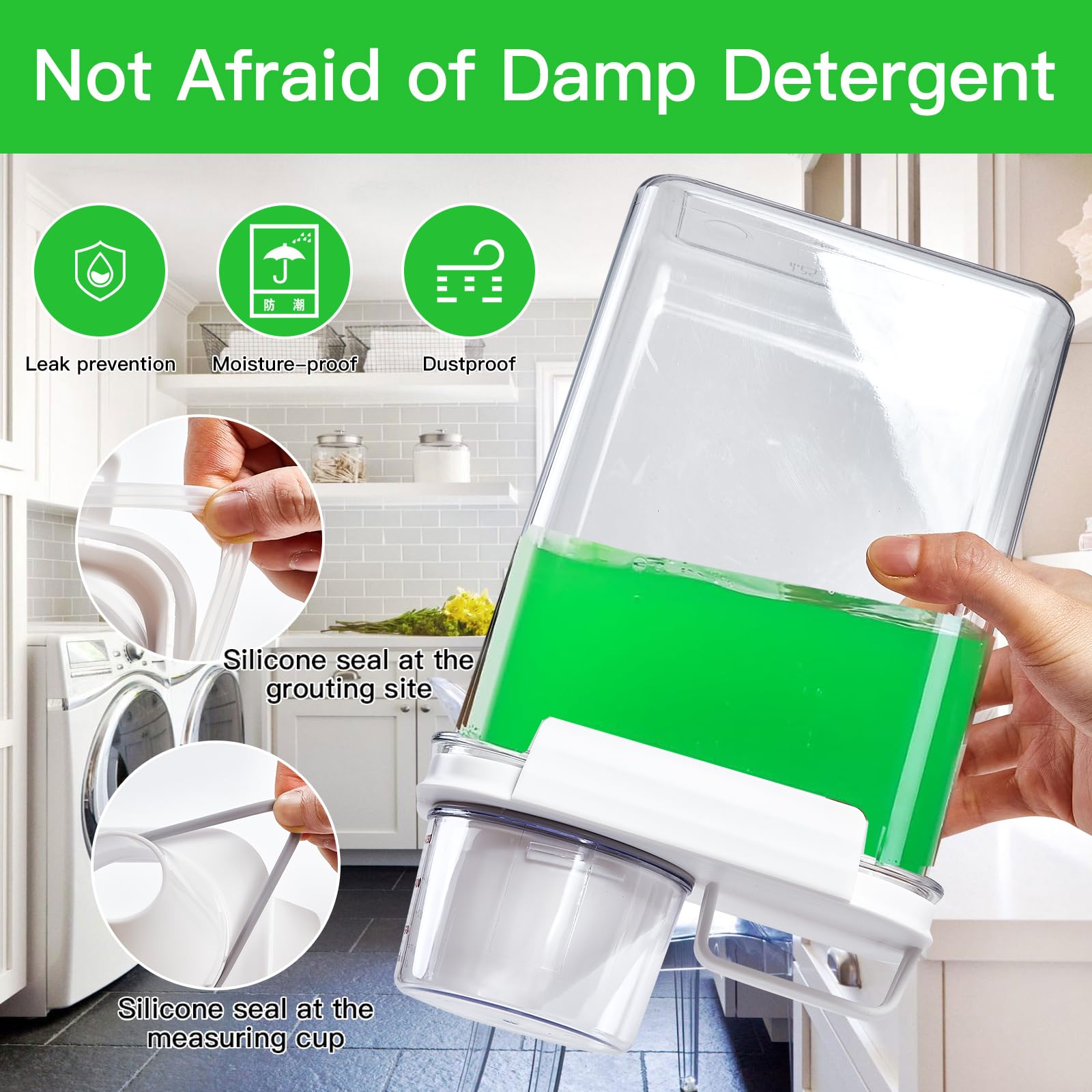 2pcs 1800ML washing powder storage, laundry detergent storage,laundry detergent dispenser container, 1800ml*2, 1800ml*2 - Image 3