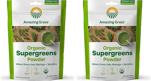 Miniatura 7 de Amazing Grass Super Greens Booster: mezcla de batidos de verduras en polvo con espirulina, moringa, hierba de trigo y batido de col rizada,