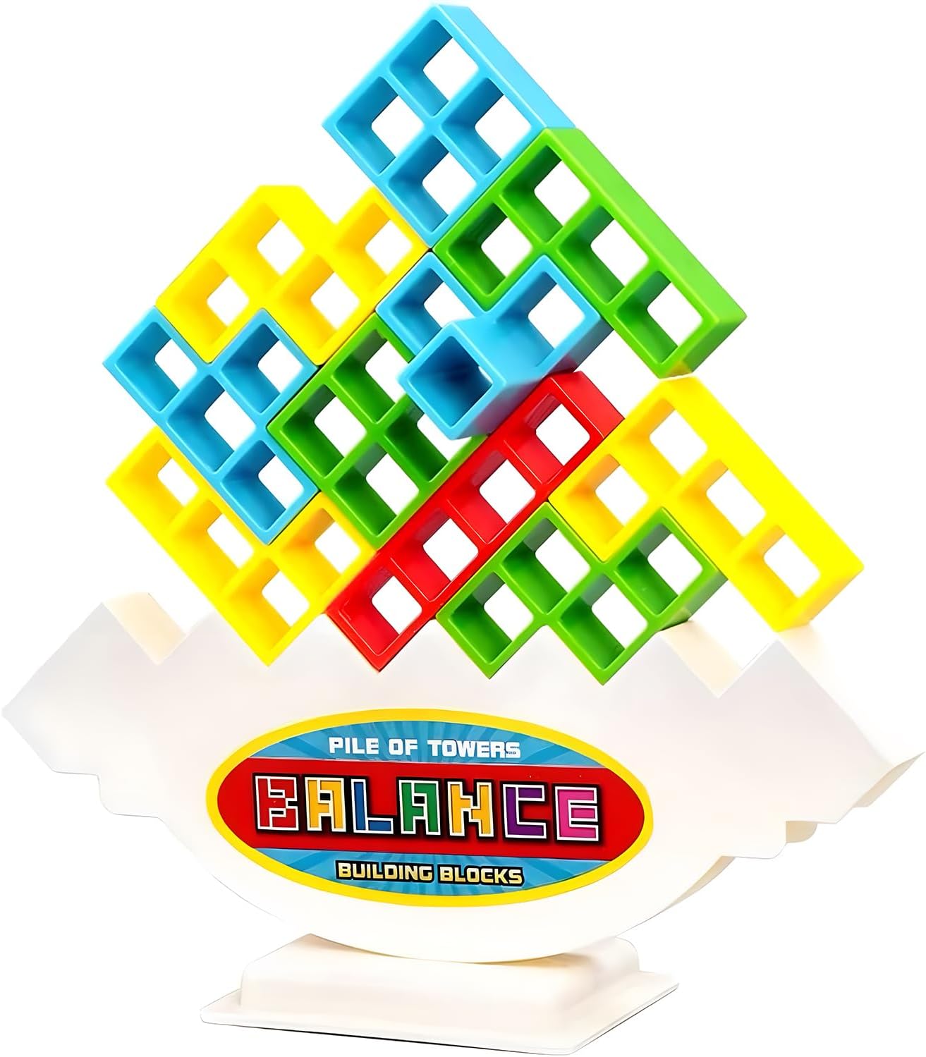 Deyaah 48Pcs Tetra Tower Balance Game, Stacking Blocks Games, Balancing Swing Stacking Fun Toys Building Blocks for Family Games,Travel, Parties,Team Building Blocks Toy
