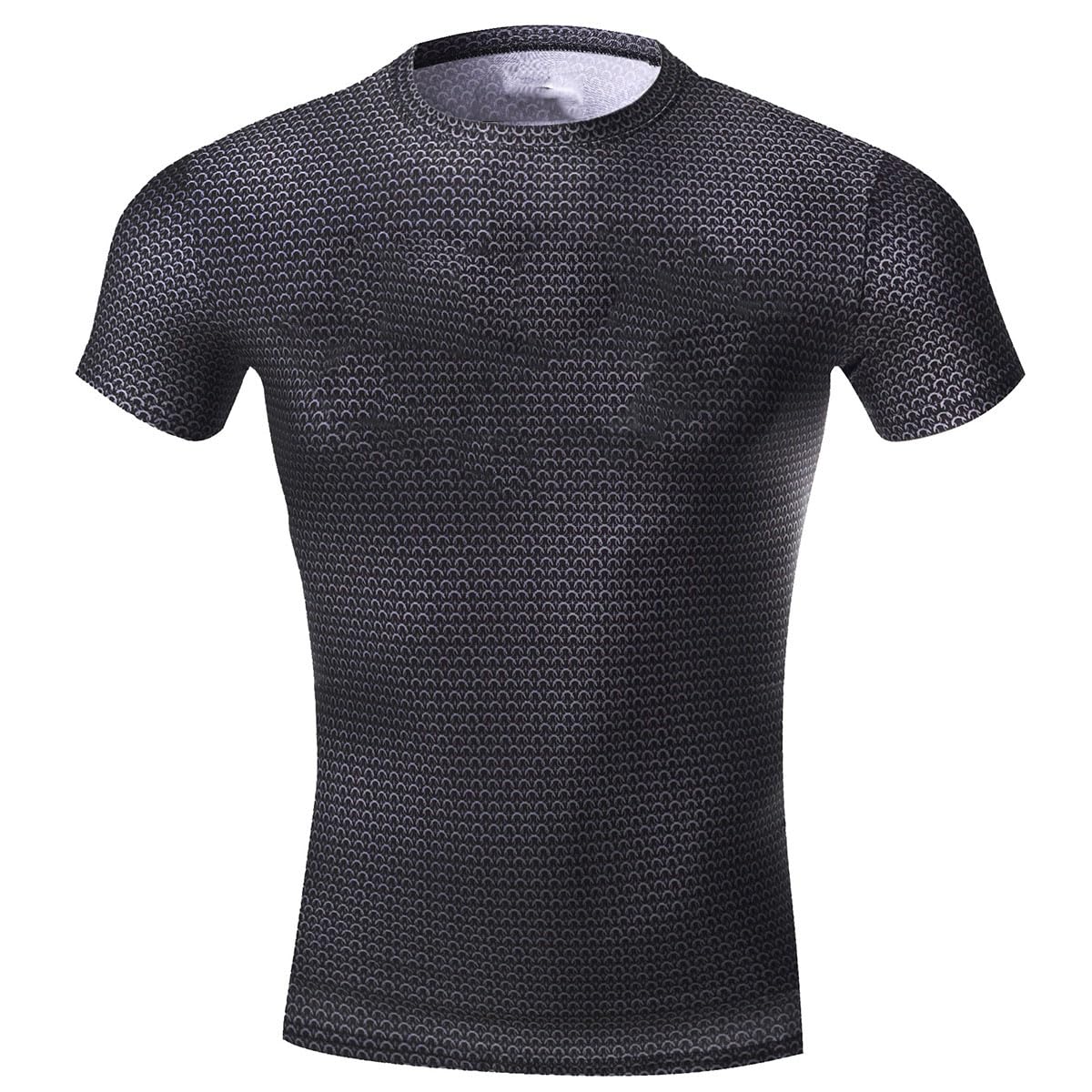 Red Plume Men Compression Tights Sports T-Shirt,Digital Printing Fitness Shirt